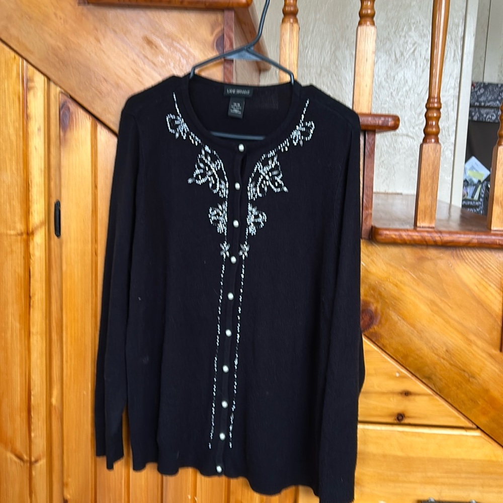 Cardigan embellished black sweater